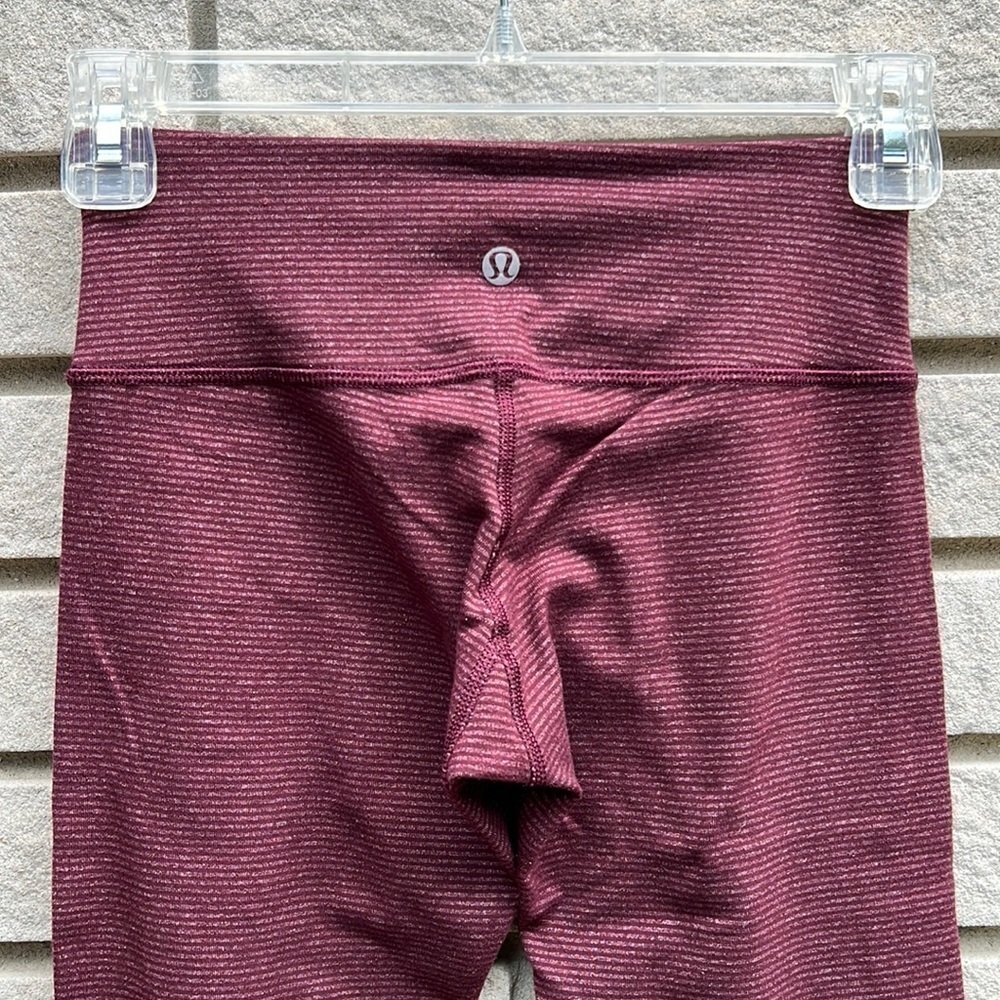 Lululemon Wunder Under Tonka Stripe Bordeaux Drama/Bordeaux Drama Size 2 - Picture 9 of 12